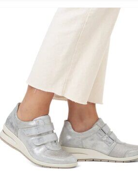 Rieker Metallic Silver Velcro Comfort Sneakers